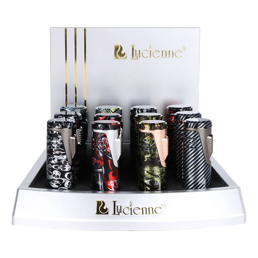 Lucienne ZD108 Double Jet Torch Lighter | 3.25" | Assorted Designs | 12ct Display - New