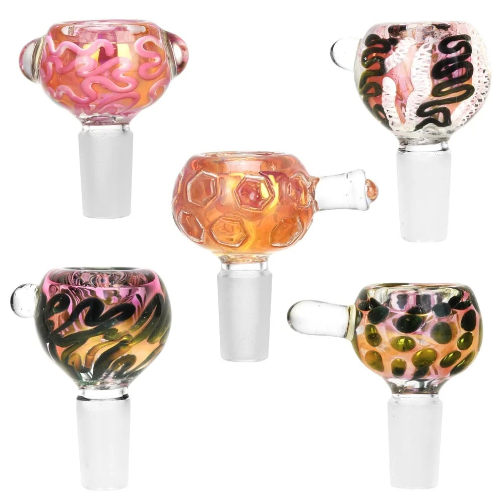 Luxe Rose Gold Fumed Glass Herb Slide | 14mm M | Assorted Styles | 20ct Bundle - New