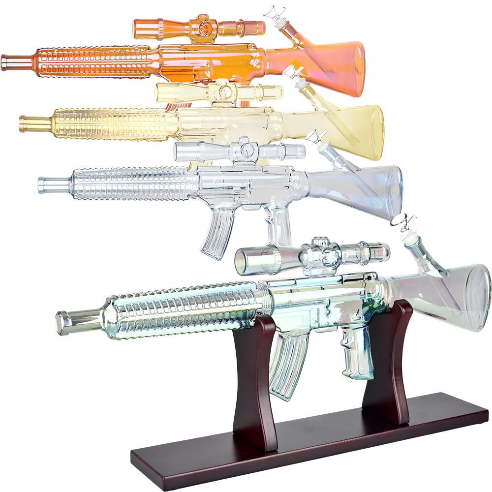 Machine Gun Glass Water Pipe | 23.75" | 14mm F | Colors Vary - New