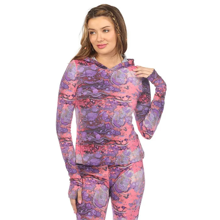Psychedelic Marble Print Hoodie in Purple - Lakhays Collection Inc.