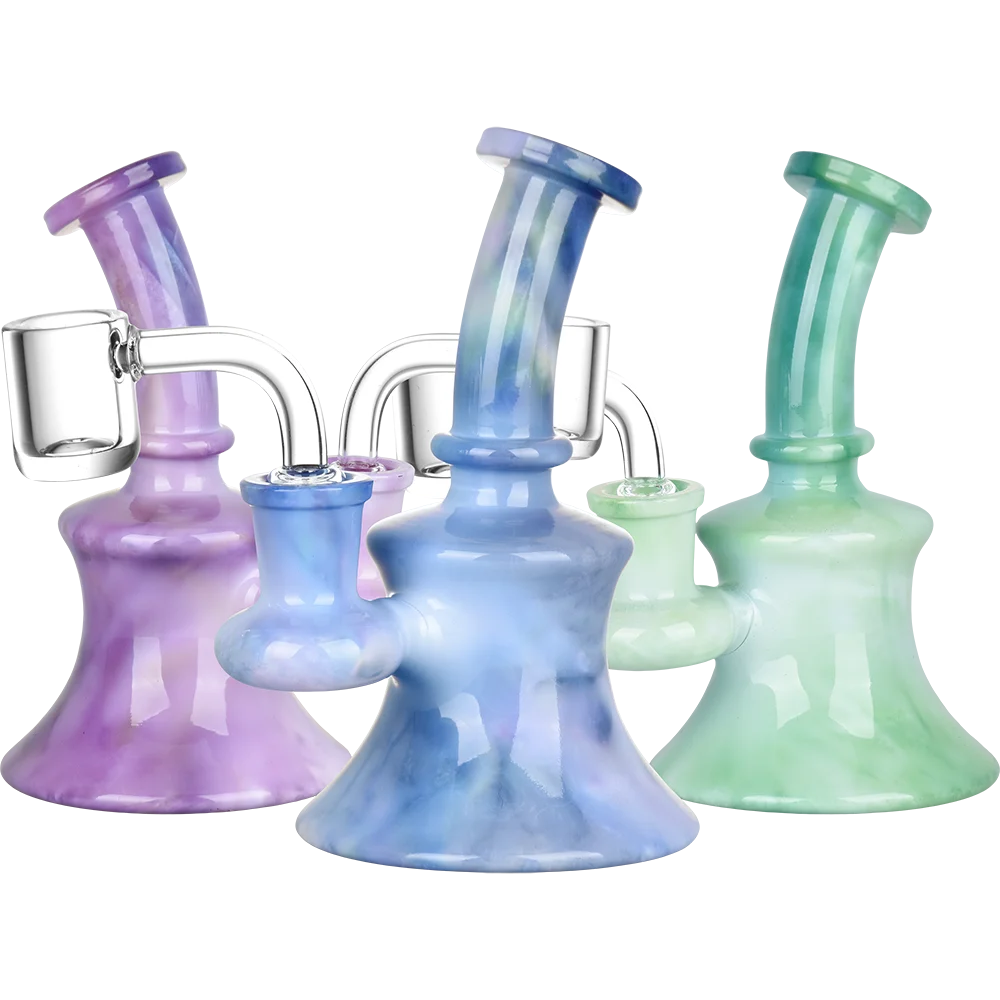 Marbled Tie Dye Mini Glass Dab Rig | 5" | 14mm F | Colors Vary - New