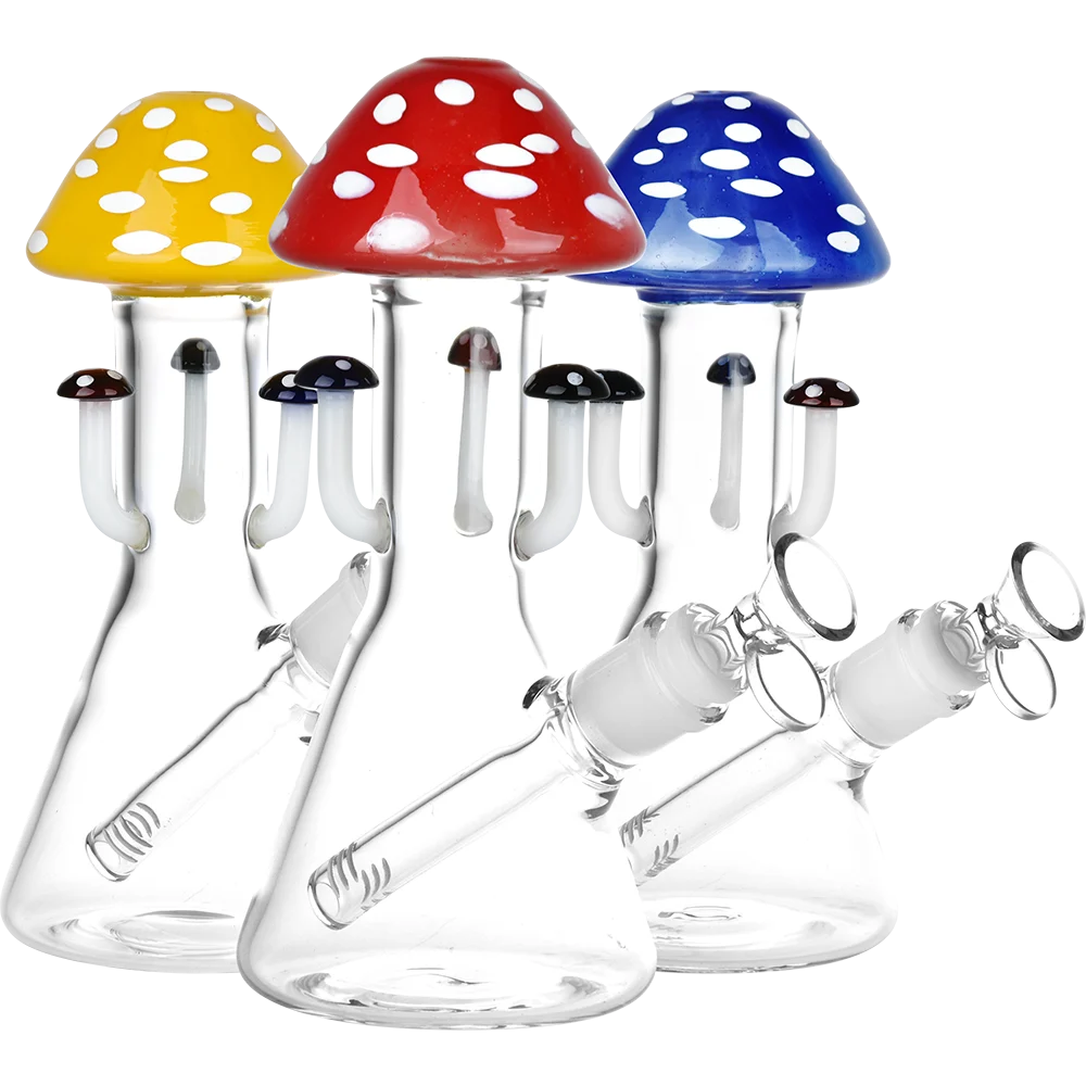 Marvelous Mushroom Melange Glass Water Pipe | 8.25" | 14mm F | Colors Vary - New