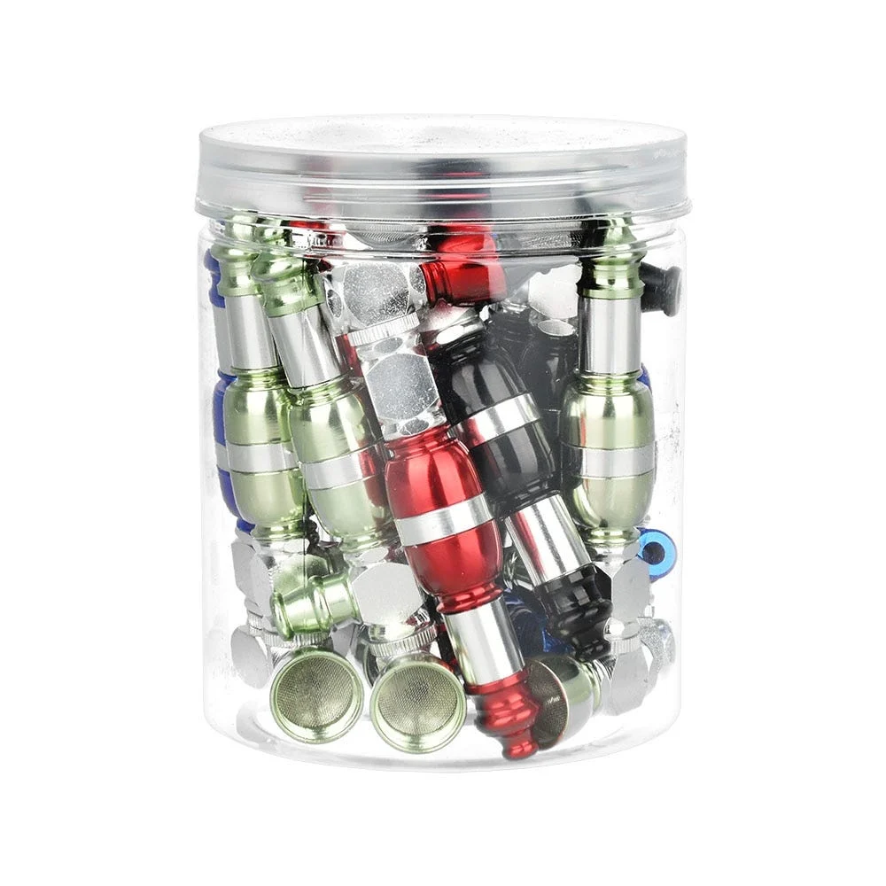 Metal Hand Pipe with Extended Carb | 4" | Assorted Colors | 14ct Jar - New