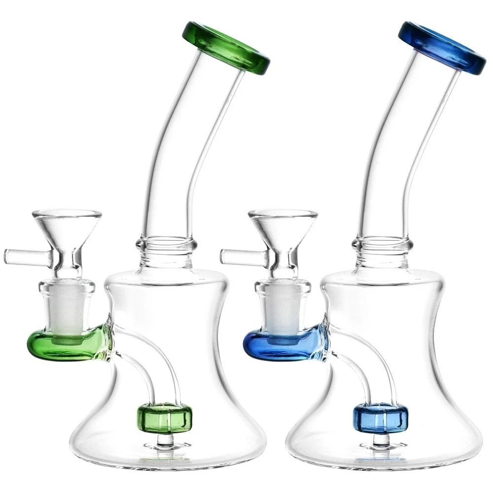 Mini Angle Neck Bell Glass Water Pipe | 6.5" | 14mm F | Colors Vary - New