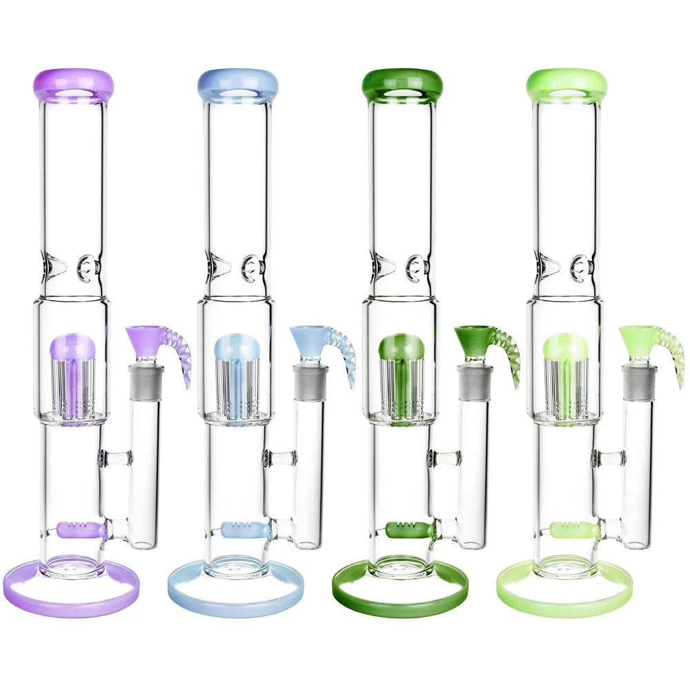 Multi-Chamber Tree & Inline Perc Glass Water Pipe | 16" | 19mm F | Colors Vary