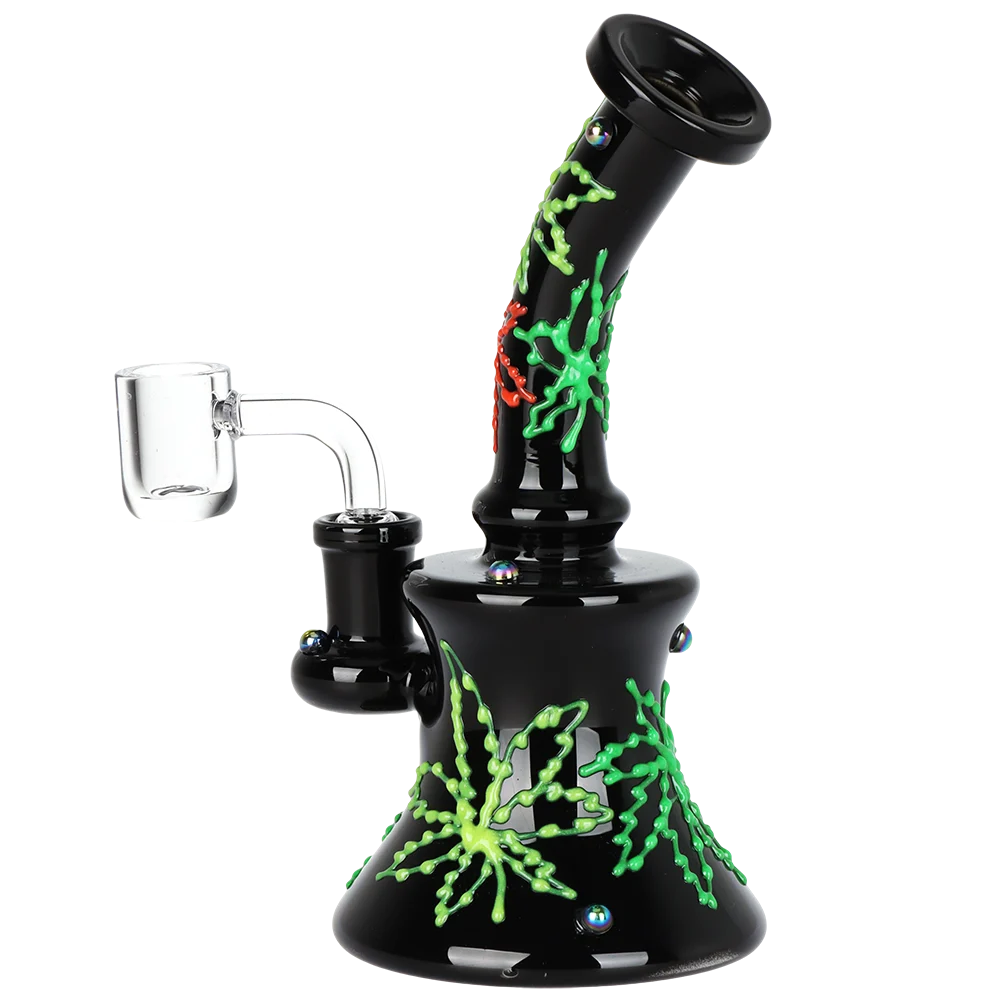 Neon Hemp Leaf Glow In The Dark Dab Rig | 6.5" | 14mm F - New