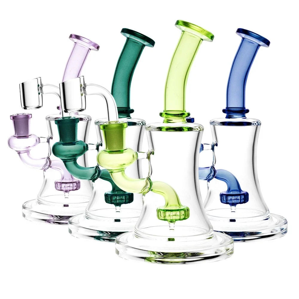 Oil Can Disc Perc Glass Dab Rig | 8" | 14mm F | Colors Vary - New