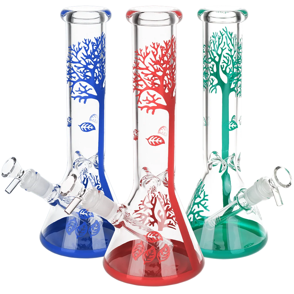 Painted Tree Glass Beaker Water Pipe | 11" | 14mm F - New