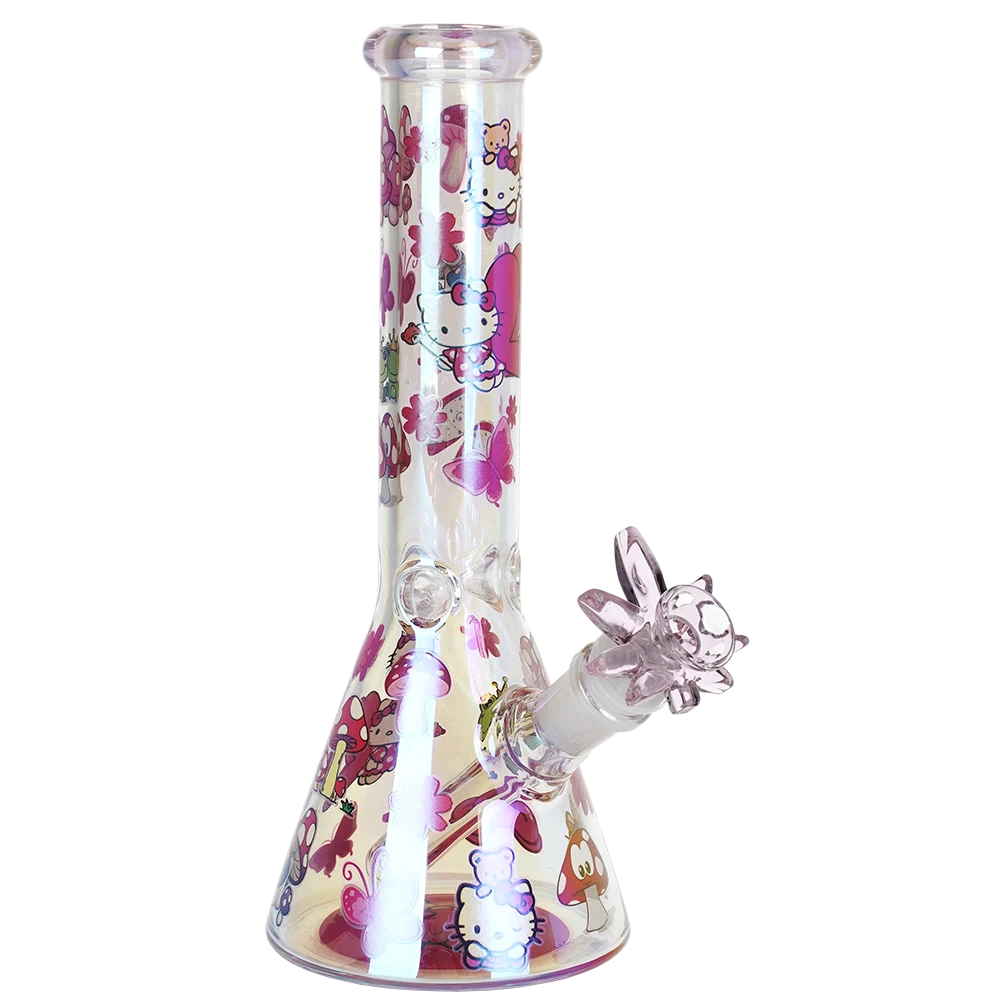 Party Kitty Electroplated Beaker Glass Water Pipe | 9.75" | 14mm F - New