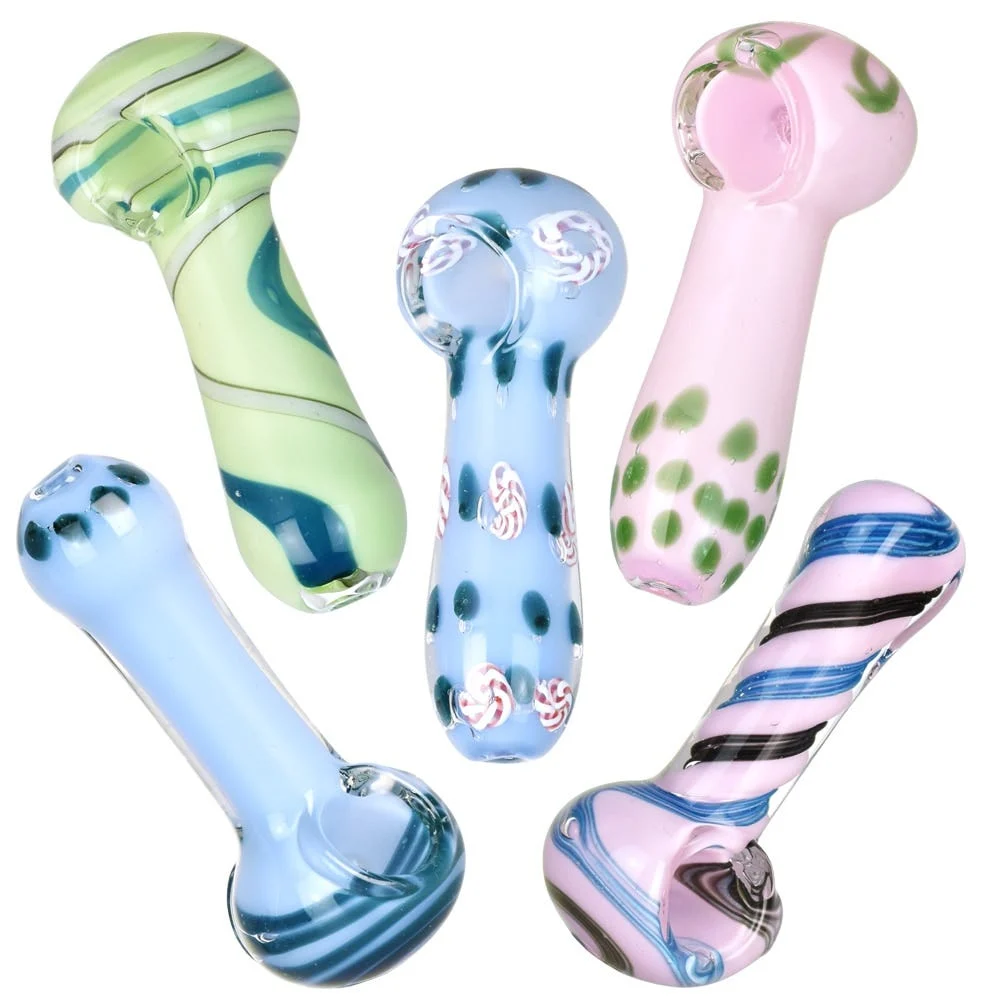 Pastel Color Glass Spoon Pipe | 3.75" to 4" | Assorted Styles | 20ct Bundle - New