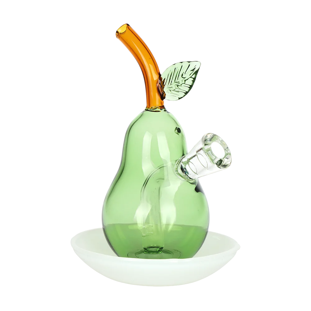 Perfect Pear on Dish Glass Cone Bubbler | 4.5" - New