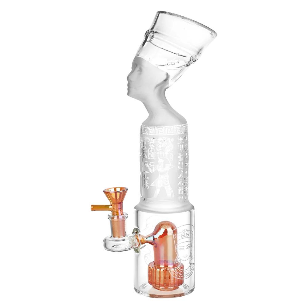 Pharoah Head Frosted Glass Water Pipe | 11.5" | 14mm F - New
