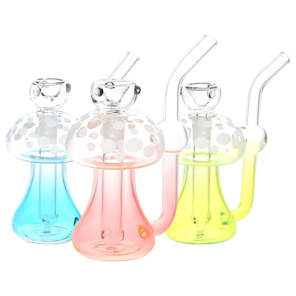 Phosphorescent Fungi Glow in the Dark Glass Bubbler | 4.75" | 14mm F | Colors Vary - New