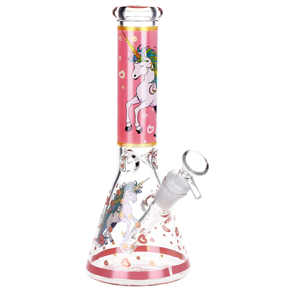 Pink Unicorn Beaker Glass Water Pipe | 10" | 14mm F - New