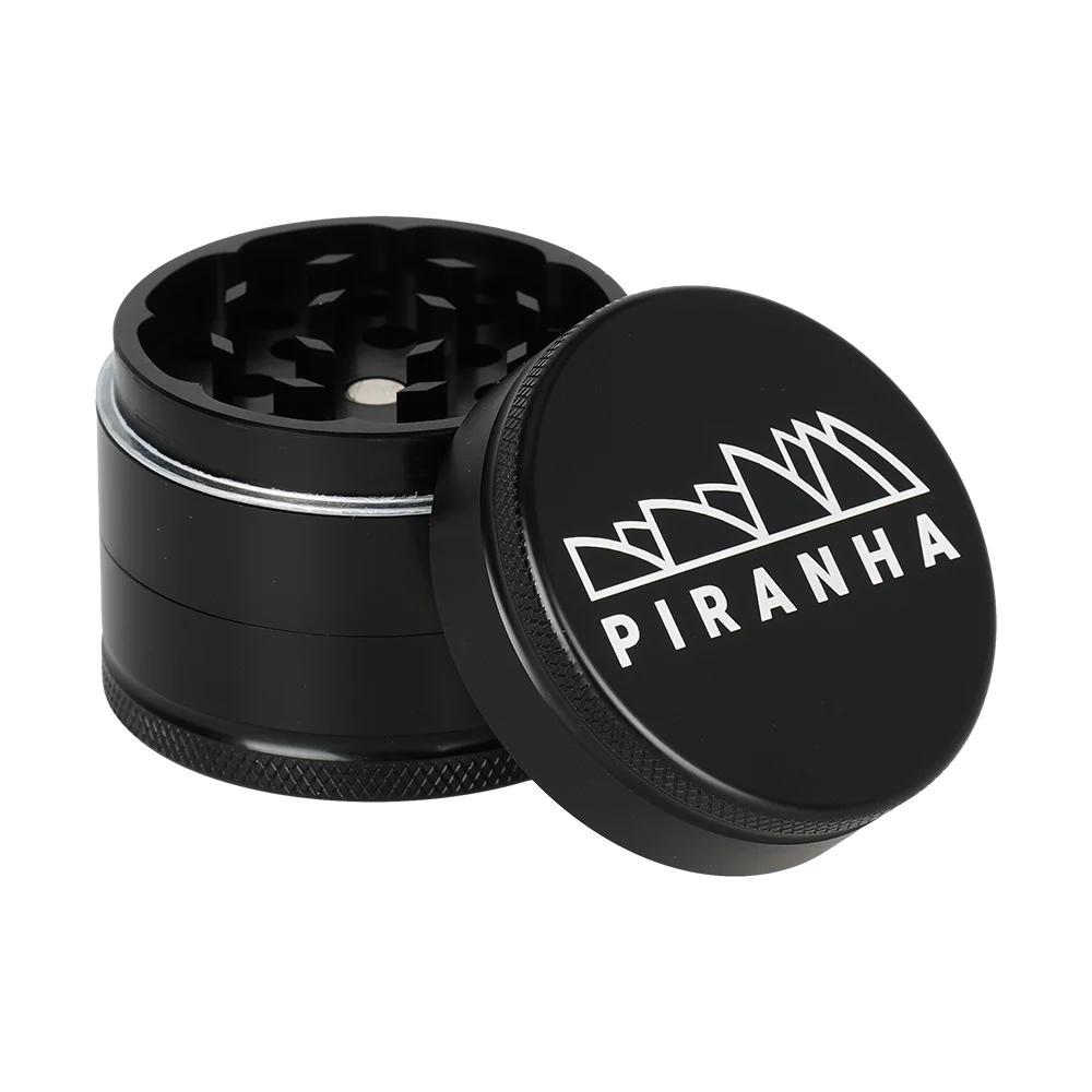 Piranha Grind-and-Store Aluminum Grinder | 3pc | 2" | Black | 6ct Box