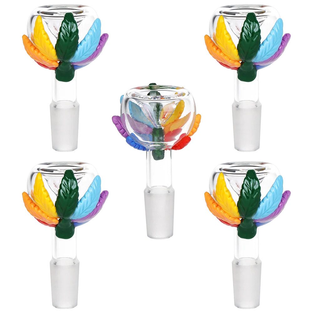 Pride Hemp Leaf Glass Herb Slide | 14mm M | 5ct Bundle - New