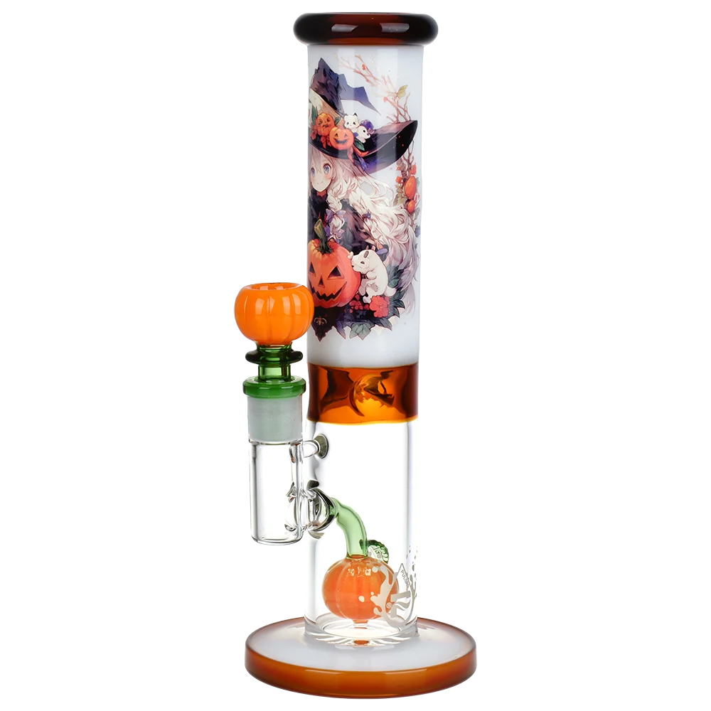 Pulsar Anime Halloween Straight Tube Glass Water Pipe | 9.75" | 14mm F - New