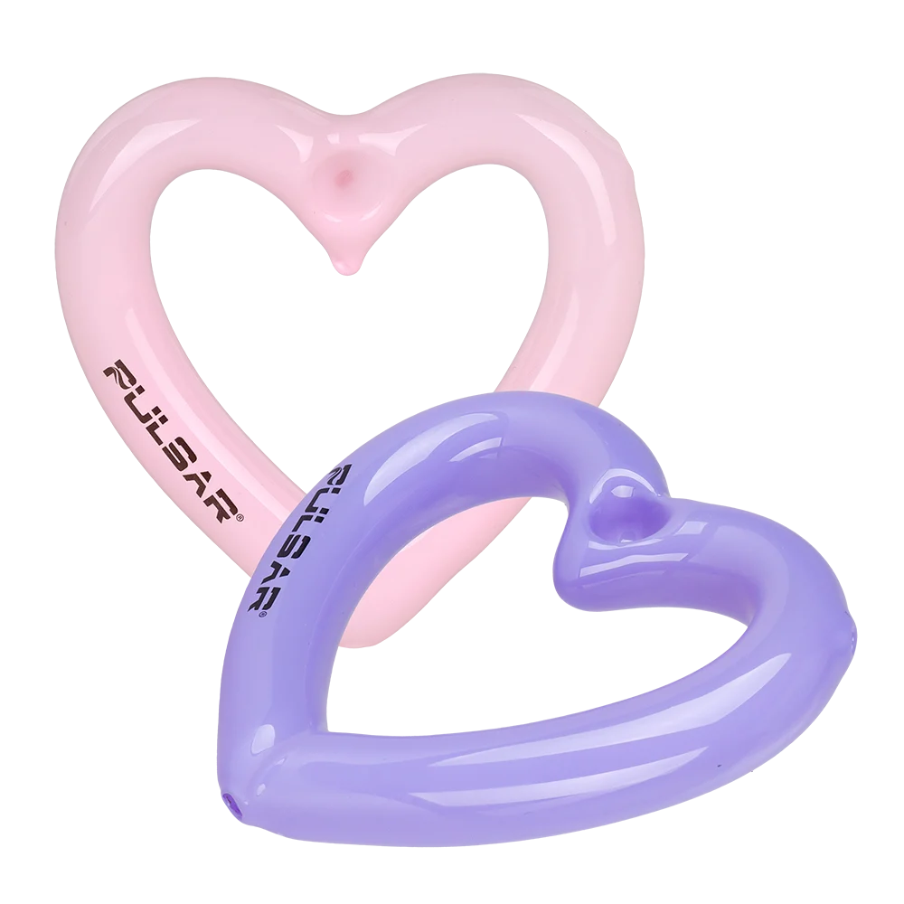 Pulsar Balloon Heart Glass Hand Pipe | 4.5" | 2pc Set - New