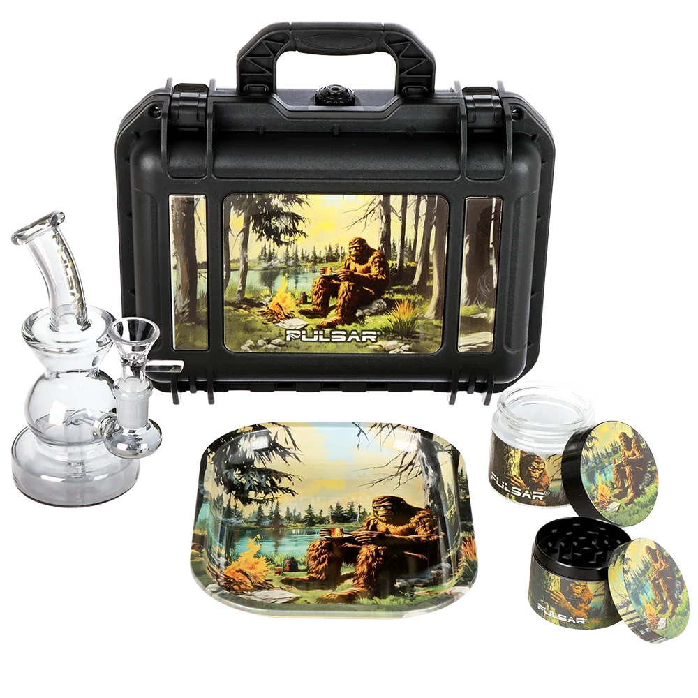 Pulsar Bent Neck Water Pipe V2 Smokers' Hard Case Travel Set | Camping Bigfoot | 6" | 14mm F - New