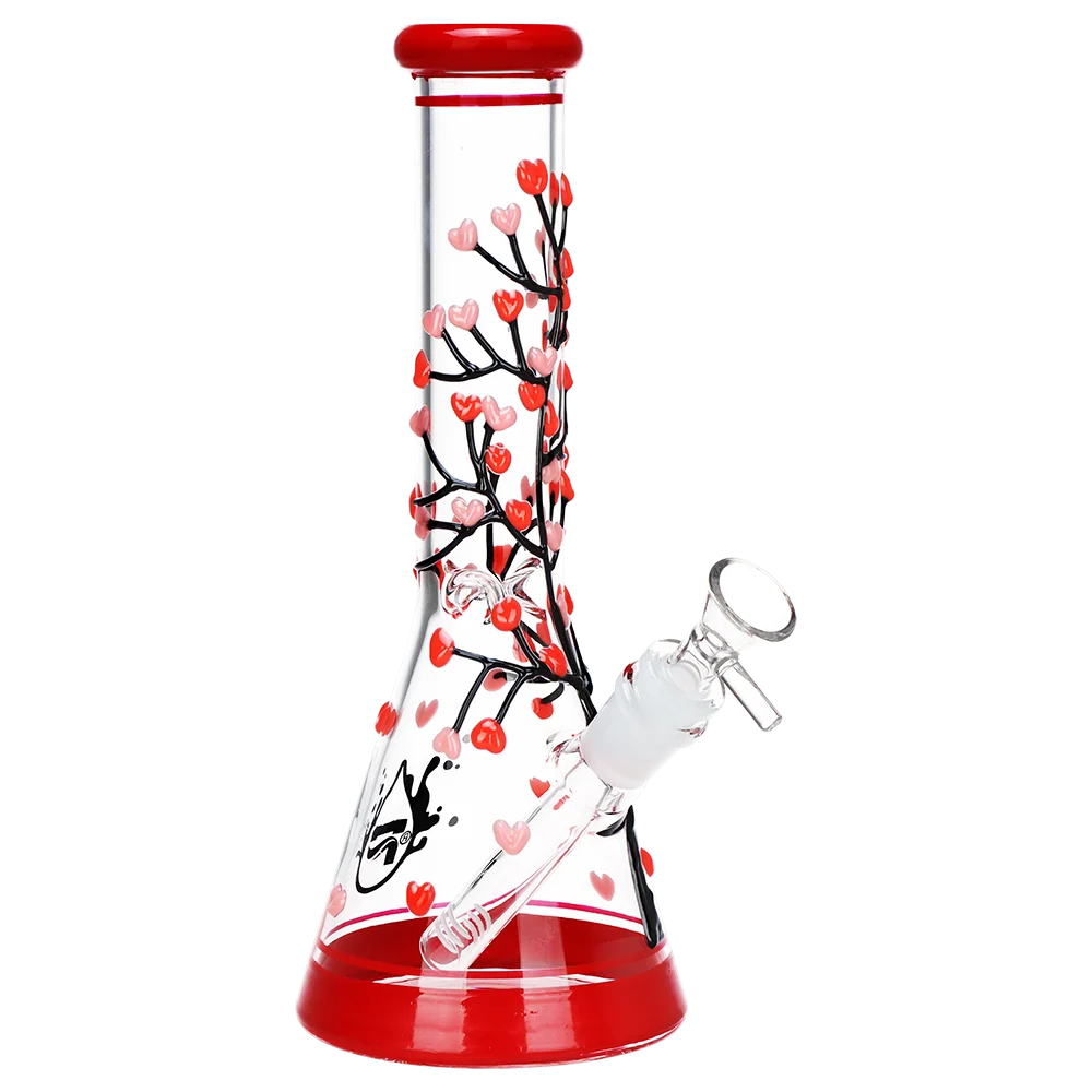 Pulsar Branching Hearts Glow in the Dark Beaker Glass Water Pipe | 10.25" | 14mm F - New