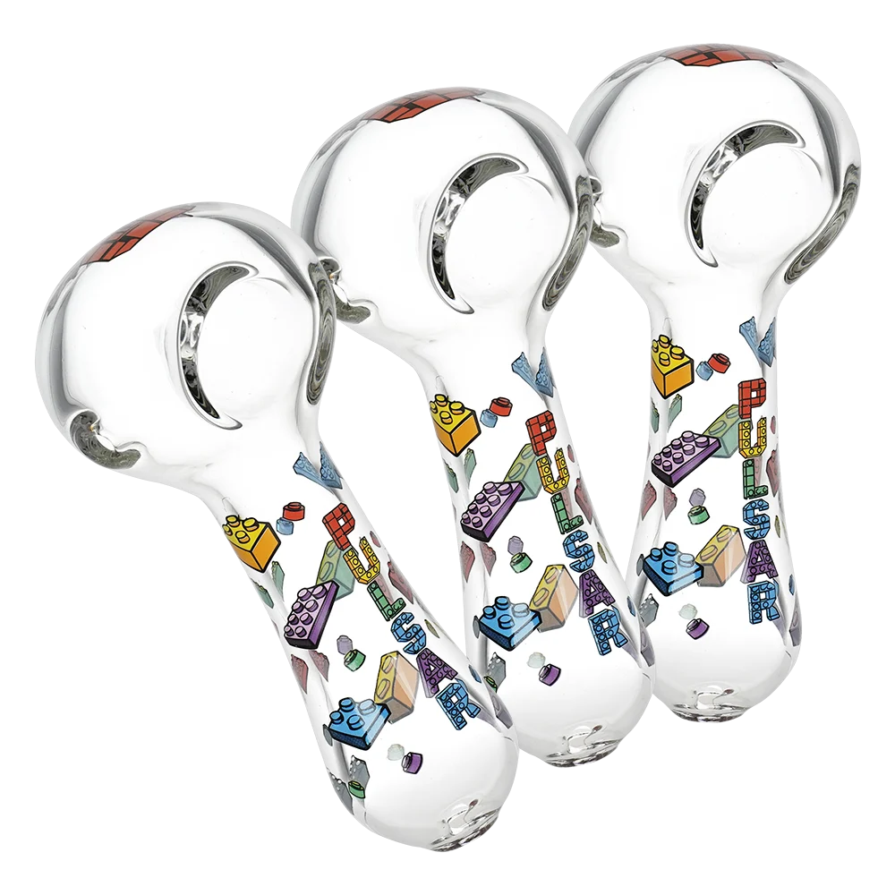 Pulsar Building Blocks Glass Spoon Pipe | 4.5" | 3ct Bundle - New
