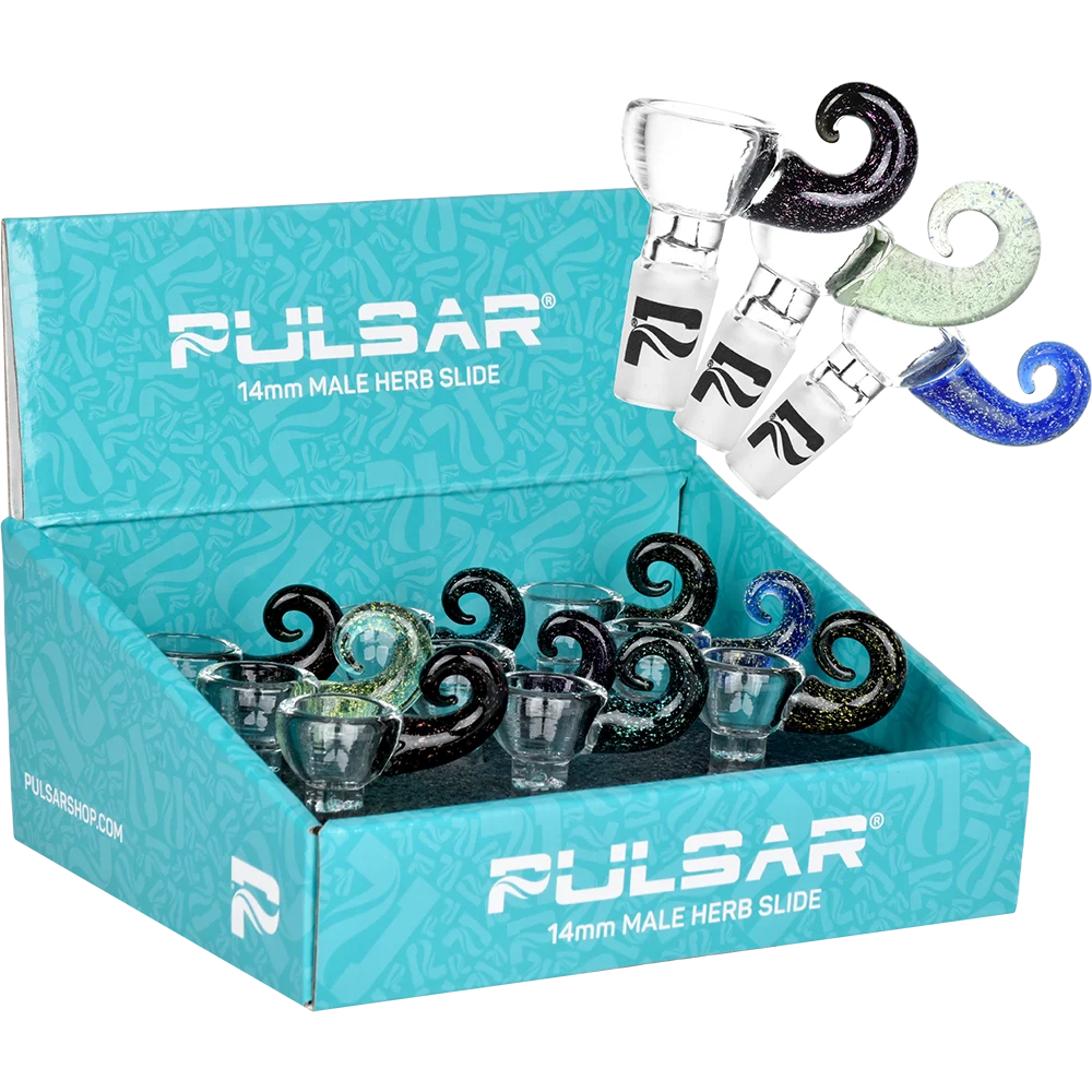 Pulsar Come Hither Dichro Handle Herb Slide |14mm M | Assorted Colors | 9ct Display - New