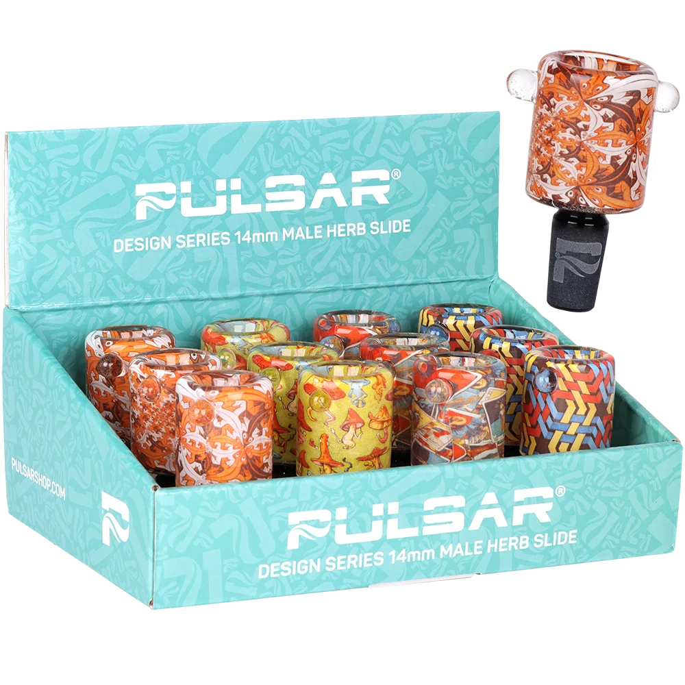 Pulsar Design Series Inside Print Herb Slide | 14mm M | Series 4 Assortment | 12ct Display - New