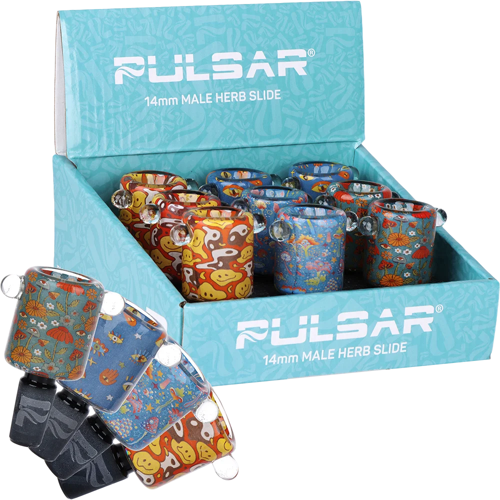 Pulsar Design Series Inside Print Herb Slide | 14mm M | Series 3 Assortment | 9ct Display - New