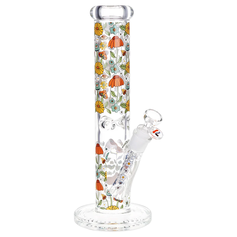 Pulsar Design Series Straight Tube Glass Water Pipe | Flower Vision | 12" | 14mm F - New