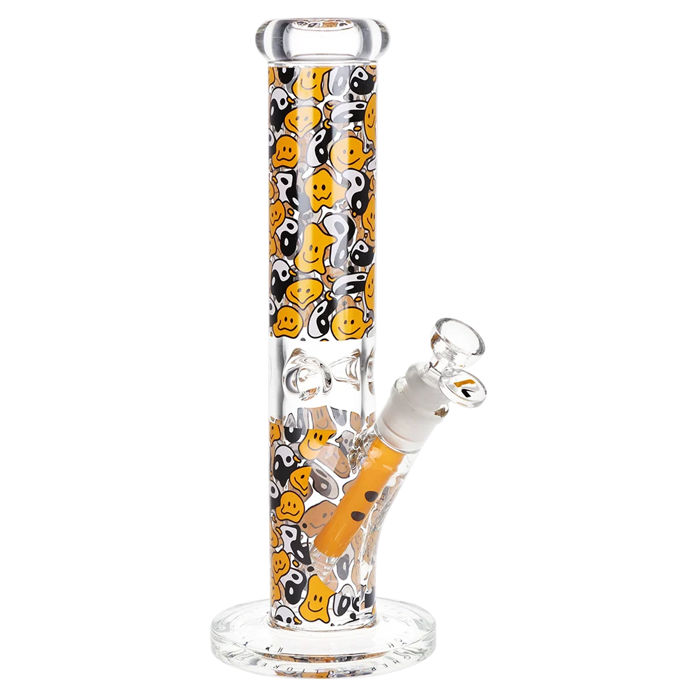 Pulsar Design Series Straight Tube Glass Water Pipe | Yin Yang Y'all | 12" | 14mm F - New