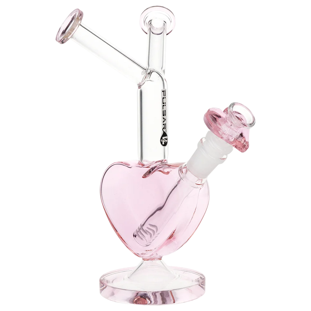 Pulsar Double Kiss Heart Glass Water Pipe | 11" | 14mm F - New