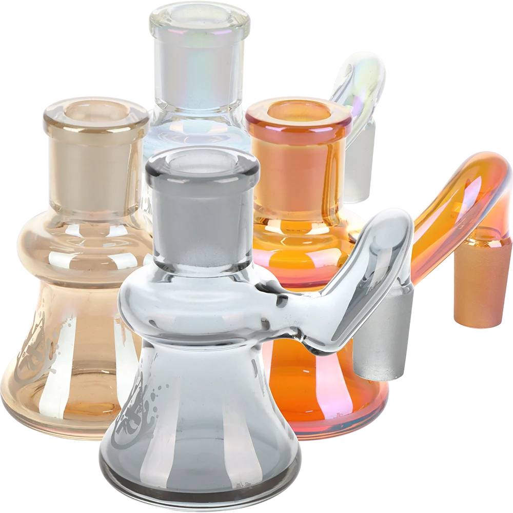 Pulsar Electroplated Drop Down Dry Ash Catcher | 14mm | 90D | Assorted Colors | 4ct Bundle - New