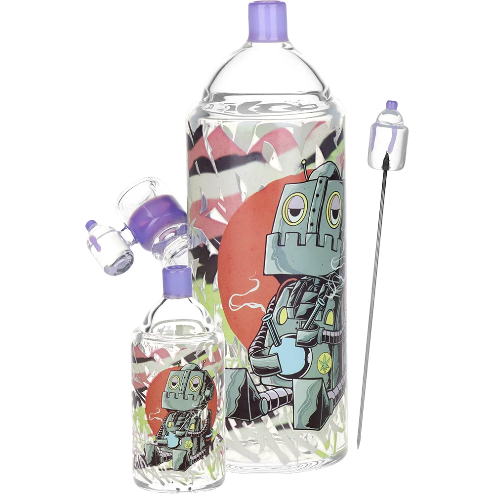 Pulsar Graffiti Series Spray Paint Glass Herb Pipe Duo | DopeBot | 7.5" | 14mm F - New