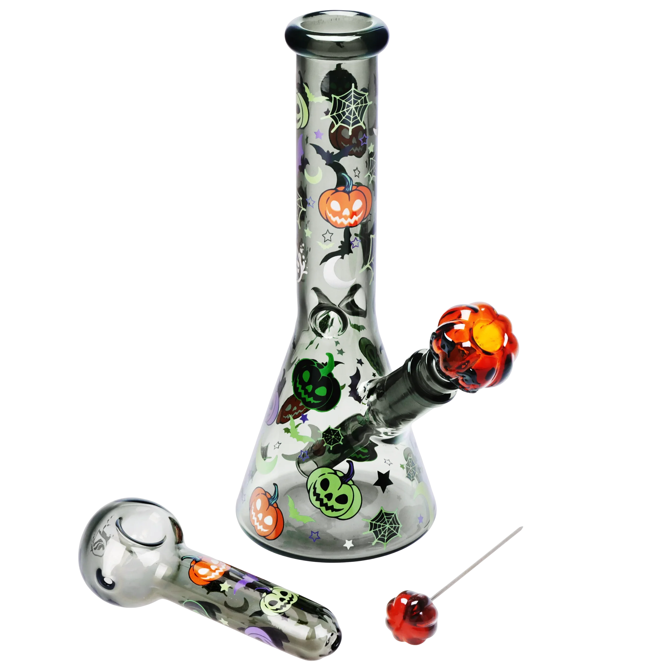 Pulsar Halloween Party Glow Herb Pipe Duo | 10" | 14mm F - New