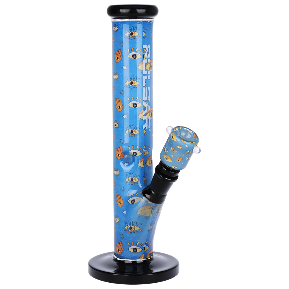 Pulsar Inside Print Straight Tube Glass Water Pipe | Eye Can See You | 11.25" | 14mm F - New