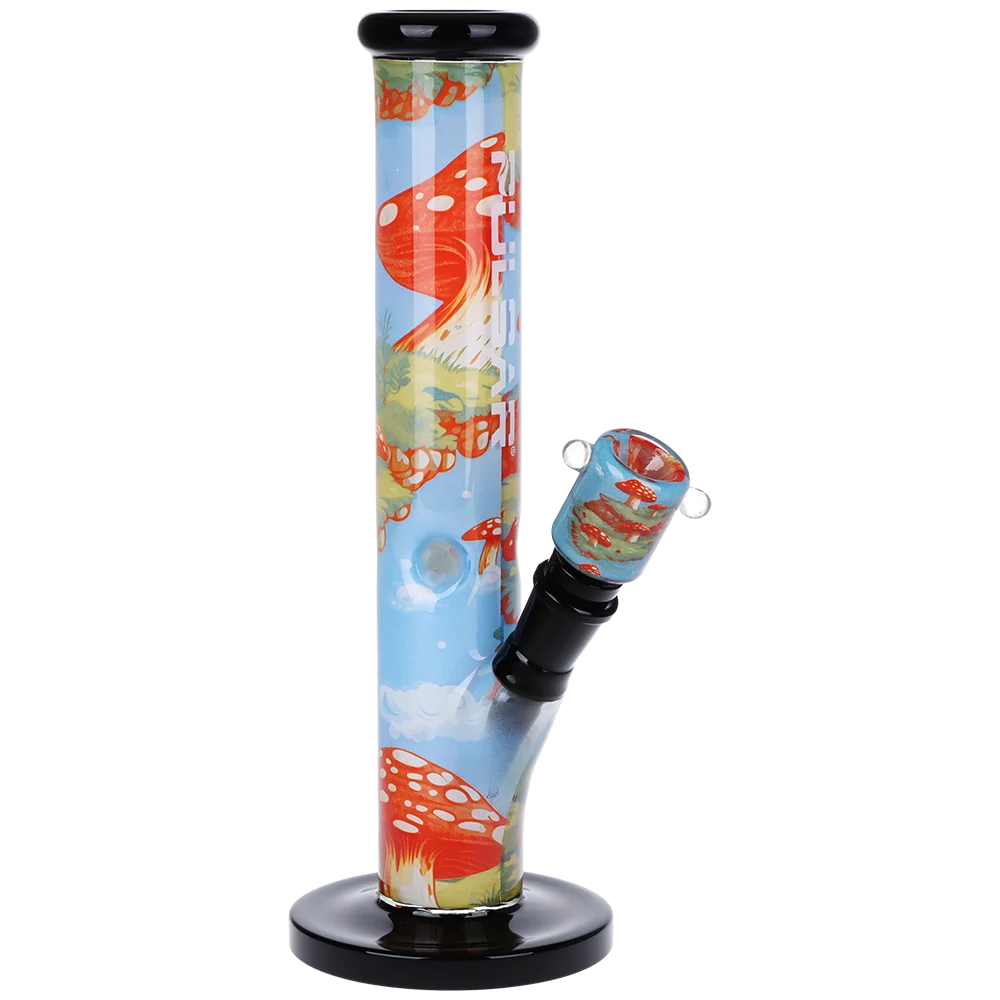 Pulsar Inside Print Straight Tube Glass Water Pipe | Floating Mushrooms | 11.25" | 14mm F - New