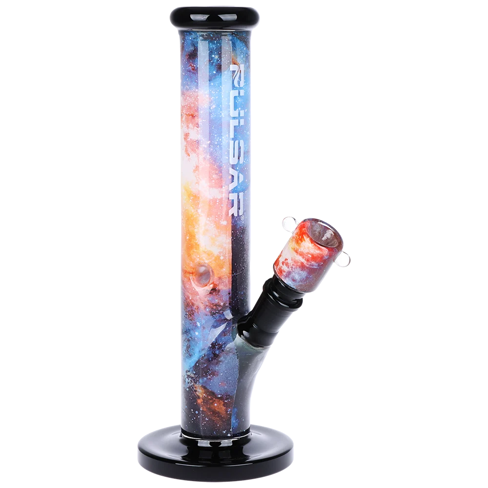 Pulsar Inside Print Straight Tube Glass Water Pipe | Nebular | 11.25" | 14mm F - New