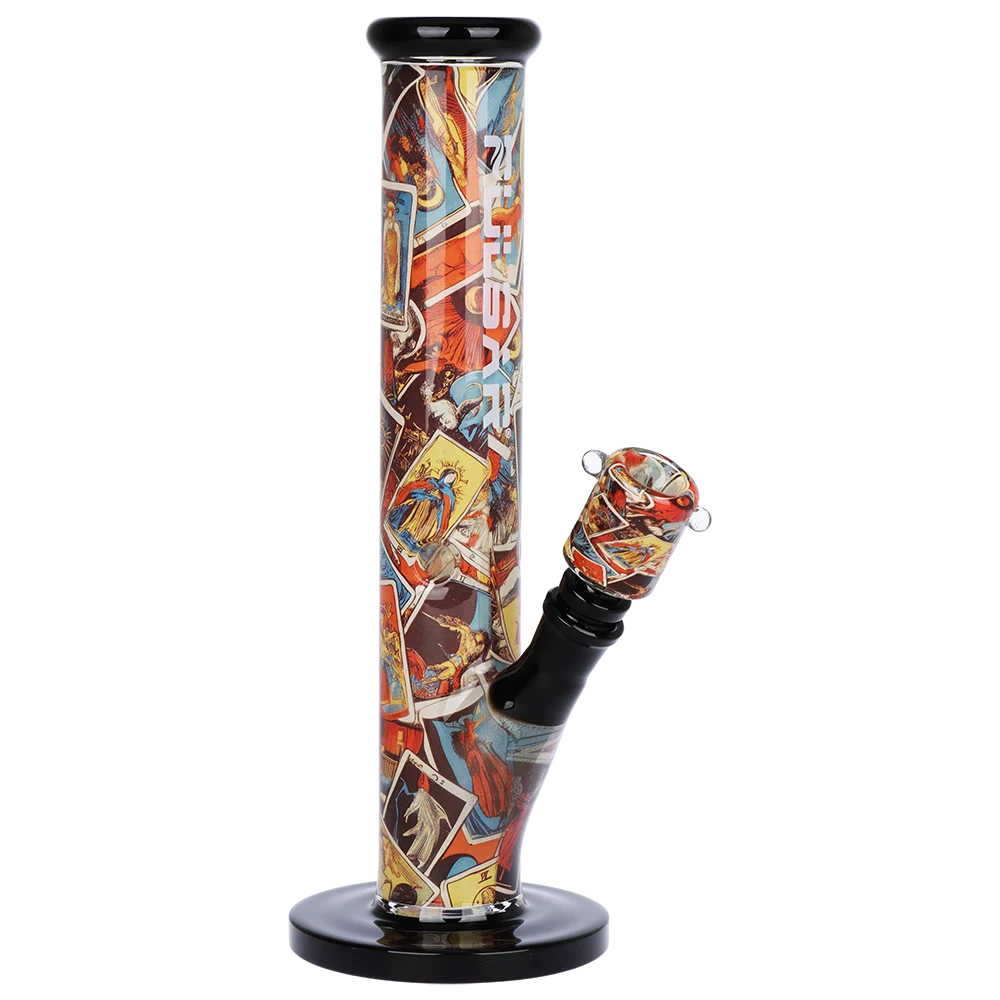 Pulsar Inside Print Straight Tube Glass Water Pipe | Tarot Time | 11.25" | 14mm F - New