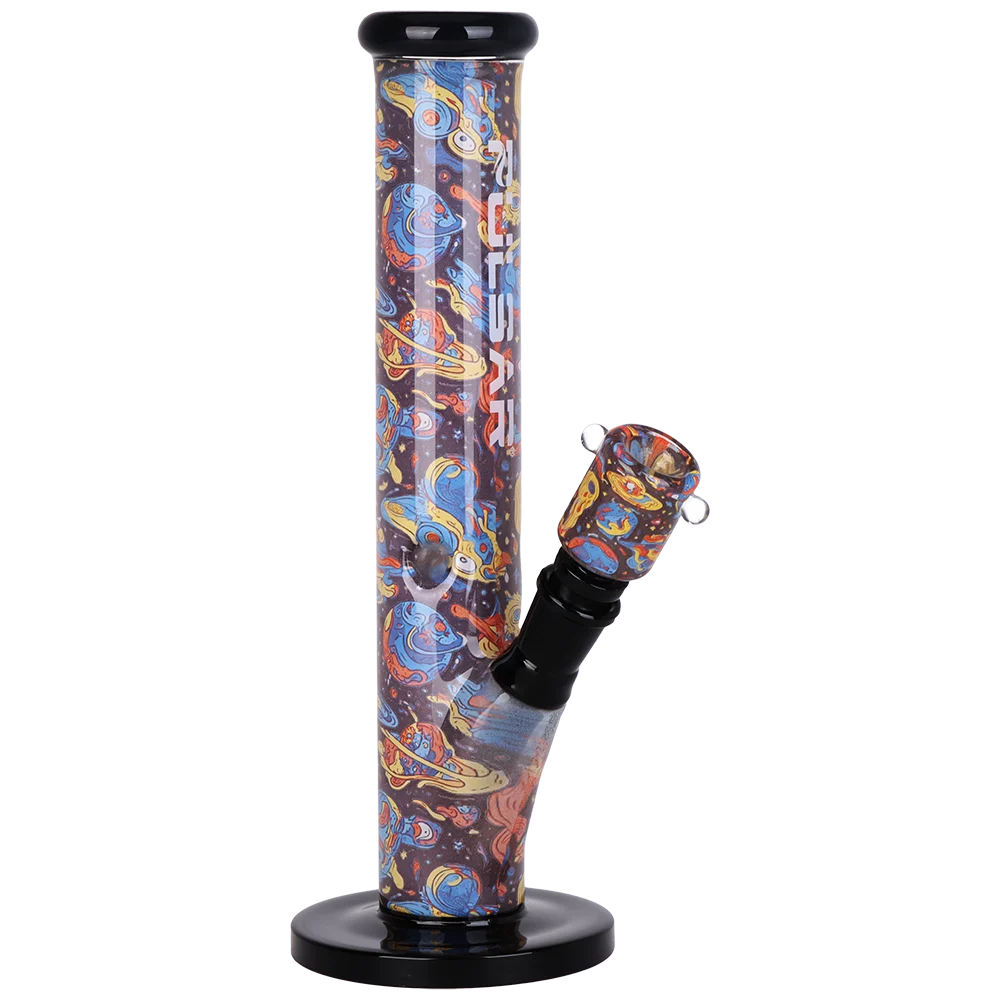 Pulsar Inside Print Straight Tube Glass Water Pipe | Weird Space | 11" | 14mm F - New