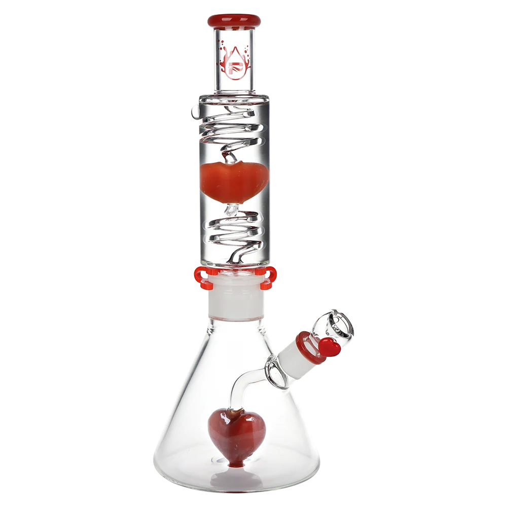 Pulsar Love Heart Beat Stackable Glycerin Beaker Glass Water Pipe | 14" | 19mm F - New