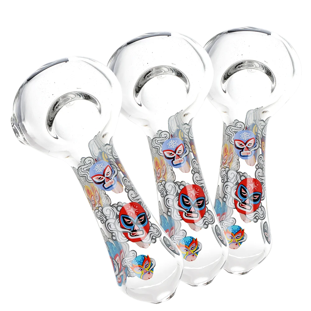 Pulsar Luchadors Glass Spoon Pipe | 4.5" | 3ct Bundle - New