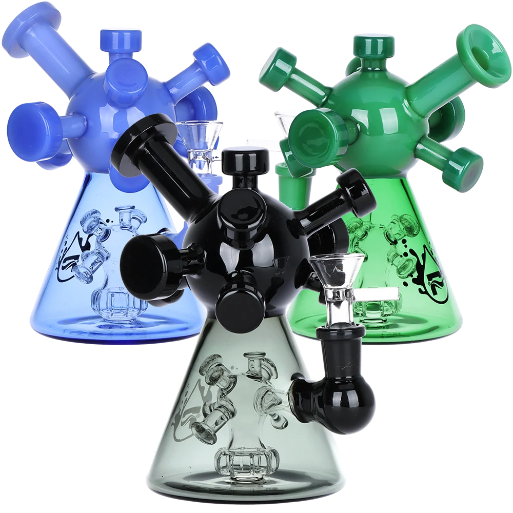 Pulsar Molecule Glass Water Pipe | 7" | 14mm F | Colors Vary - New