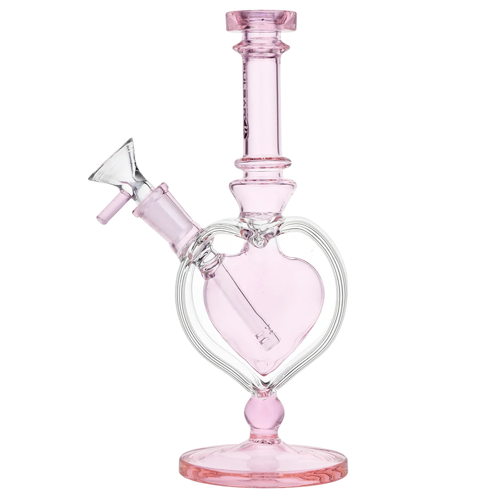 Pulsar Pink Heart Chalice Glass Water Pipe | 9" | 14mm F - New
