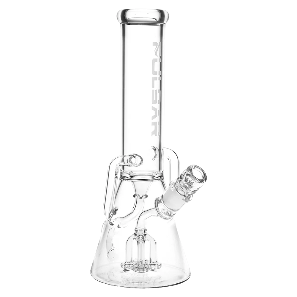 Pulsar Quad-Arm Mini Circ Perc Glass Recycler Beaker Water Pipe | 12" | 14mm F