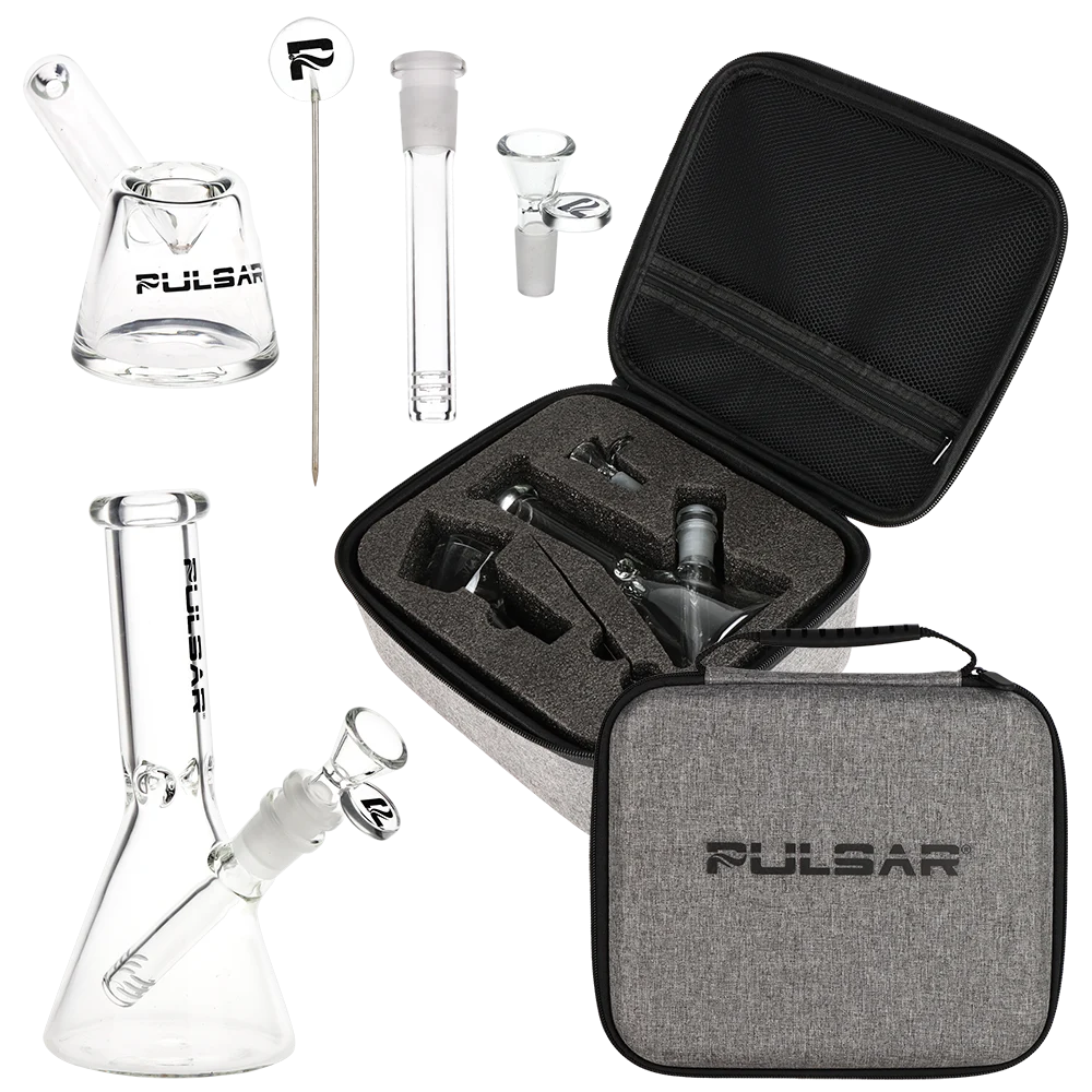 Pulsar Slant Neck Beaker Water Pipe Smoker's Travel Kit - New