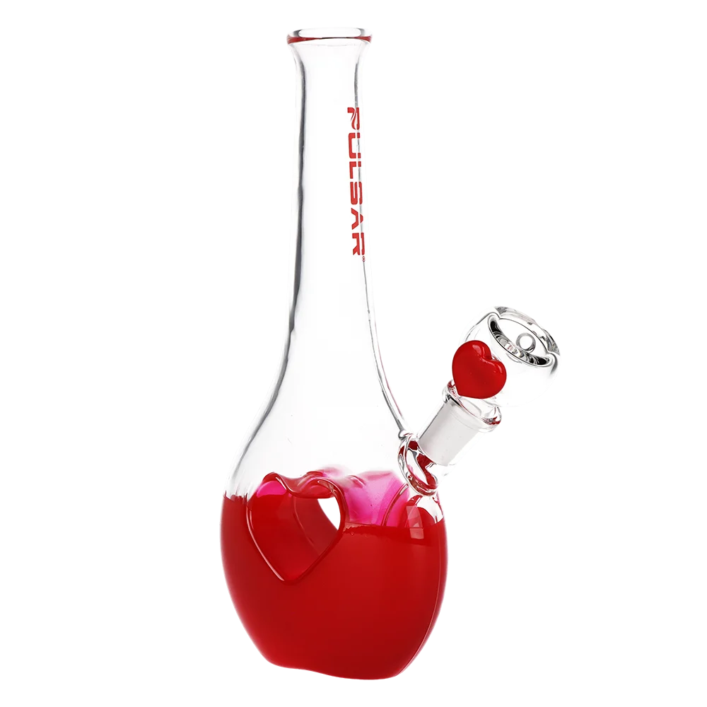 Pulsar Valentine's Heart Vase Glass Water Pipe | 8.25" | 14mm F - New