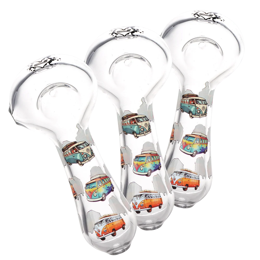 Pulsar VW Bus Glass Spoon Pipe | 4.5" | 3ct Bundle - New