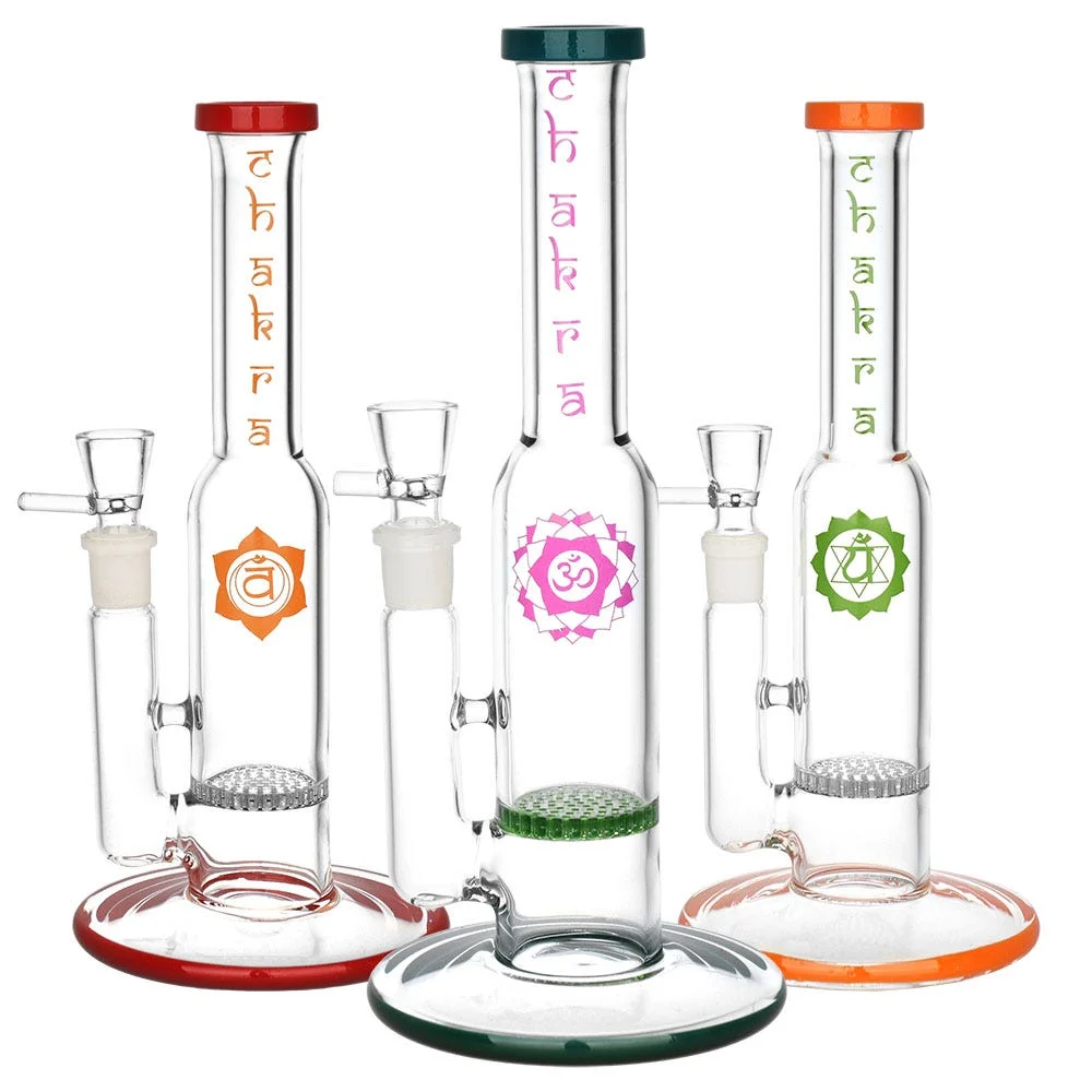 Radiant Chakra Glass Water Pipe | 9" | 14mm F | Colors Vary - New