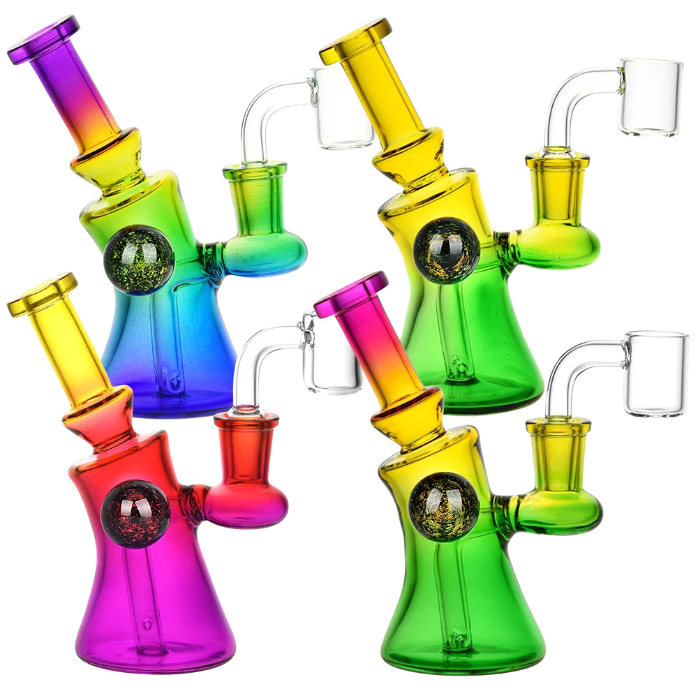 Rainbow Sorcery Dichro Marble Glass Dab Rig | 5.25" | 14mm F | Colors Vary - New