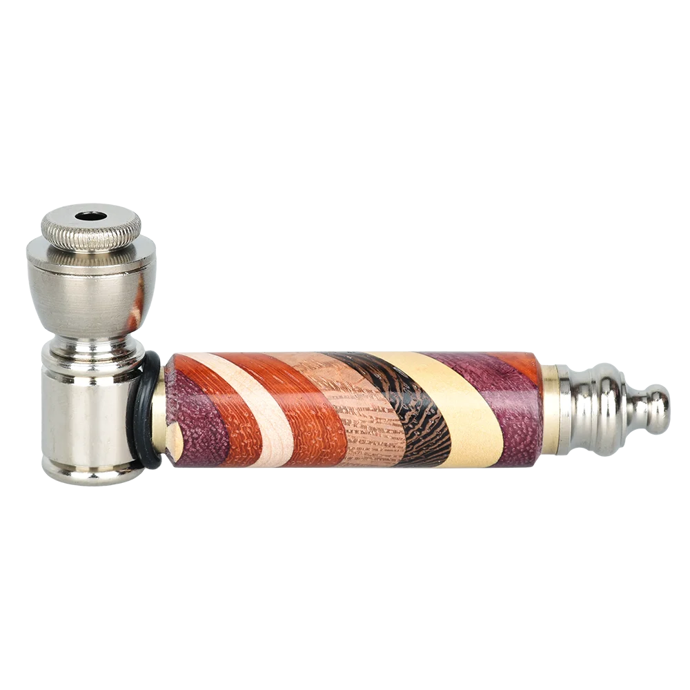 Rainbow Wood & Stainless Steel Hand Pipe | 3.55" - New